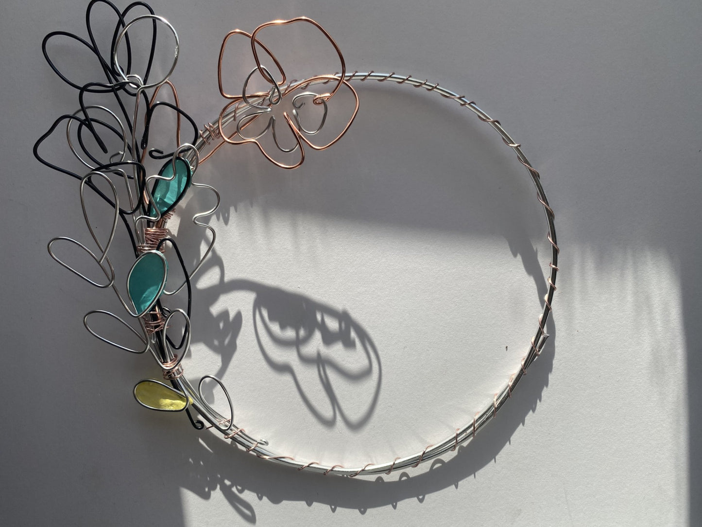 Delicate Wire Leaf Wreath – Copper, Silver & Black