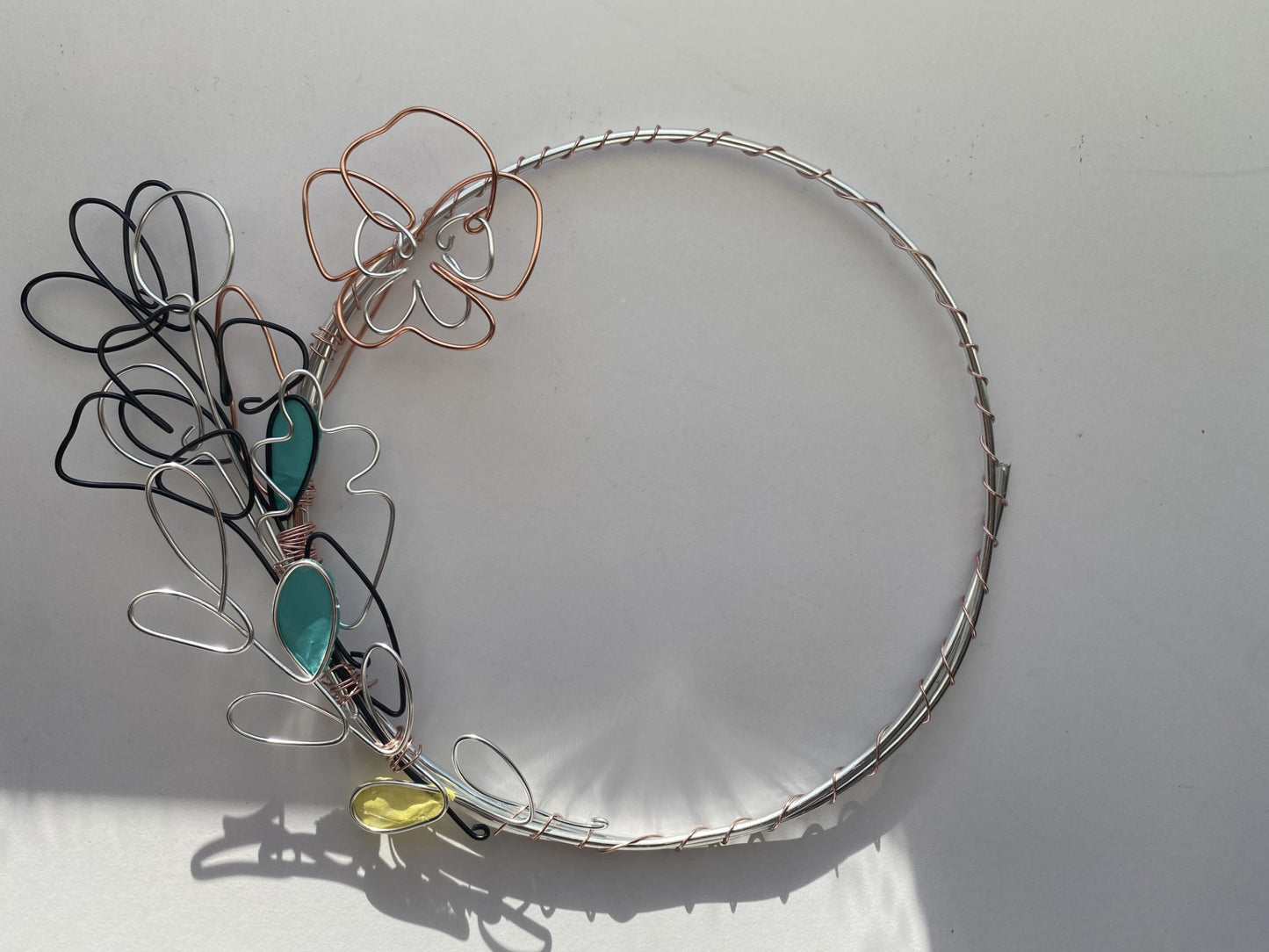 Delicate Wire Leaf Wreath – Copper, Silver & Black