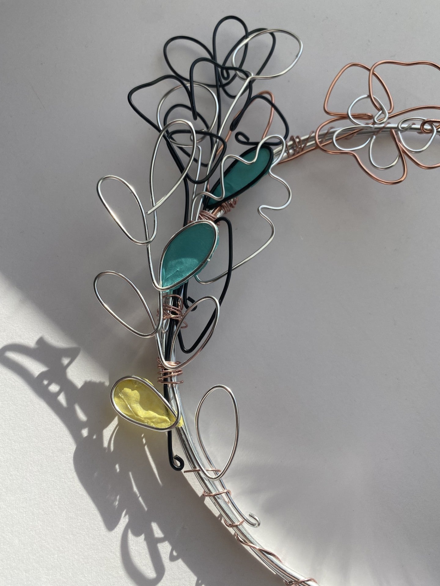 Delicate Wire Leaf Wreath – Copper, Silver & Black