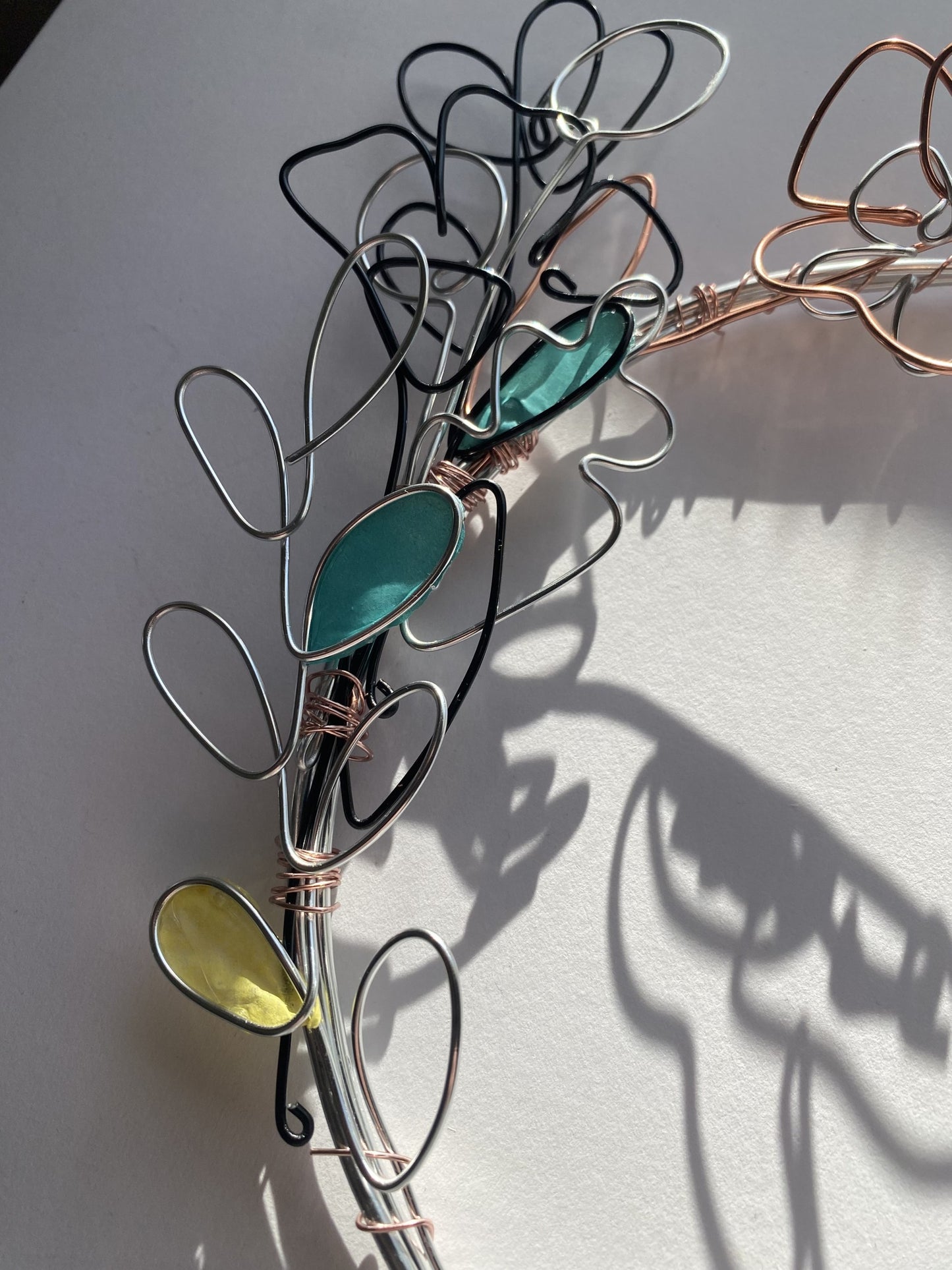 Delicate Wire Leaf Wreath – Copper, Silver & Black