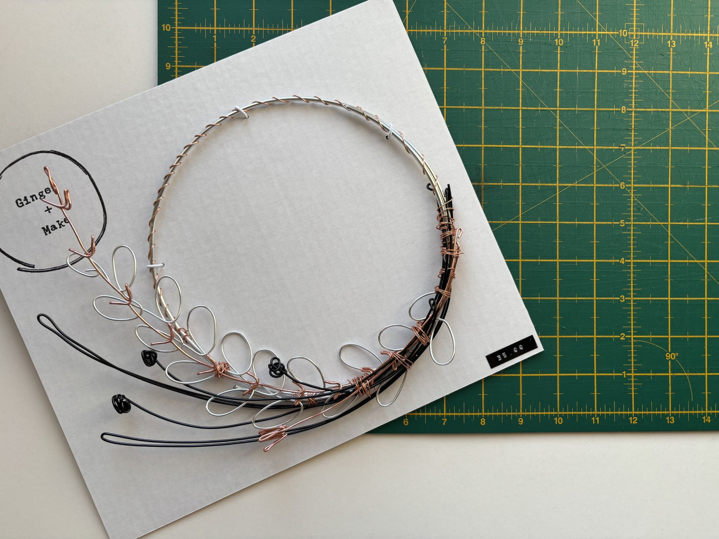 Delicate Wire Leaf Wreath – Copper, Silver & Black