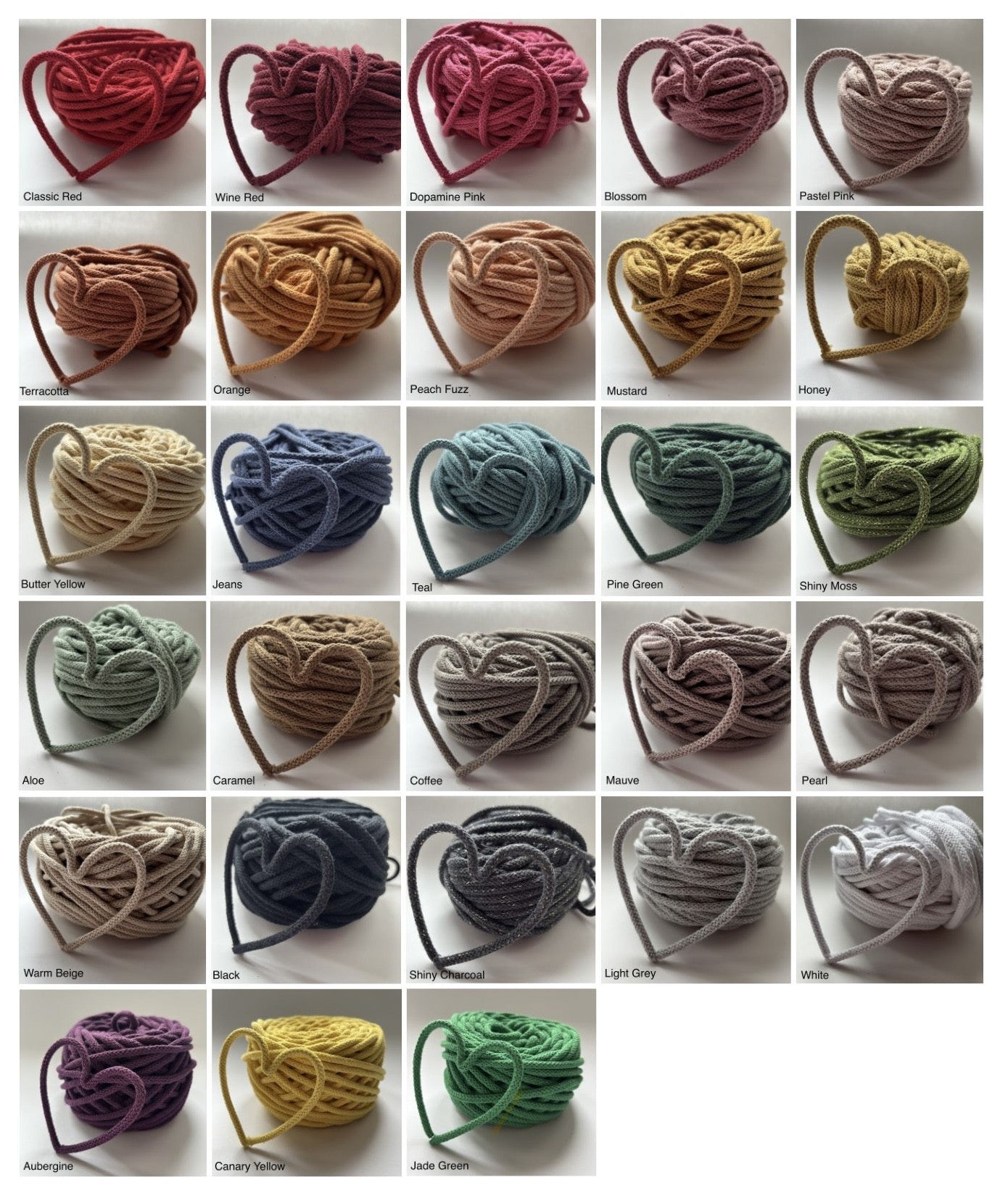 Ginger + Make Colour Options Chart