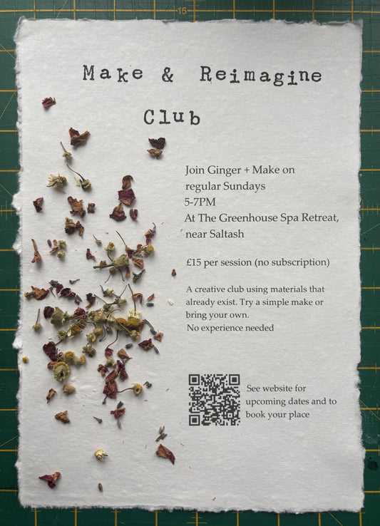 Club poster with dried flowers scattered on top. 